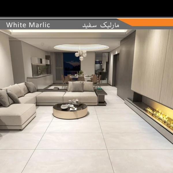 سرامیک پرسلان امین میبد مدل مارلیک سفید 60×120 مات - تصویر 2