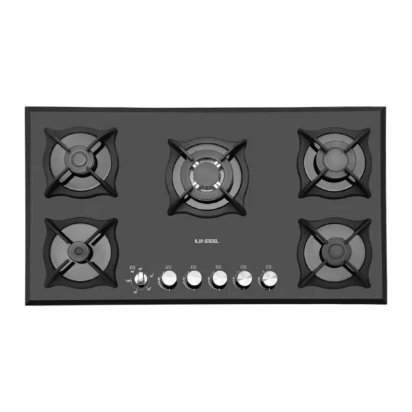 اجاق گاز ایلیا استیل مدل G503T شیشه ای مشکی 5 شعله
