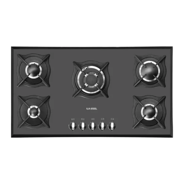 اجاق گاز ایلیا استیل مدل G518 شیشه ای 5 شعله