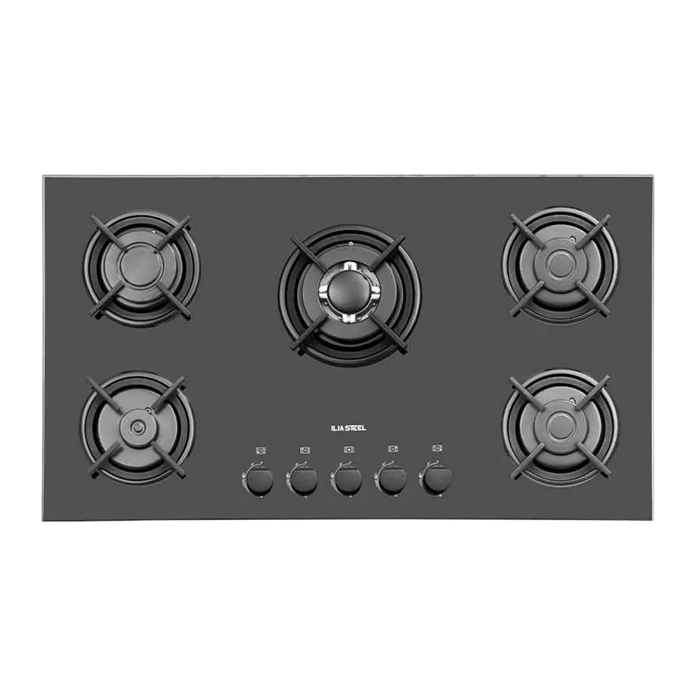 iliasteel-gas-g530-1 اجاق گاز ایلیا استیل مدل G530 شیشه ای مشکی 5 شعله