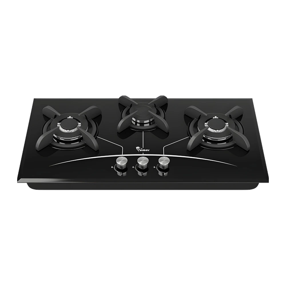 simer-gas-g370-1 اجاق گاز سیمر مدل G370 شیشه ای مشکی 3 شعله
