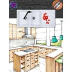 سینک گرانیتی توکار ونهر مدل V103 سفید شنی