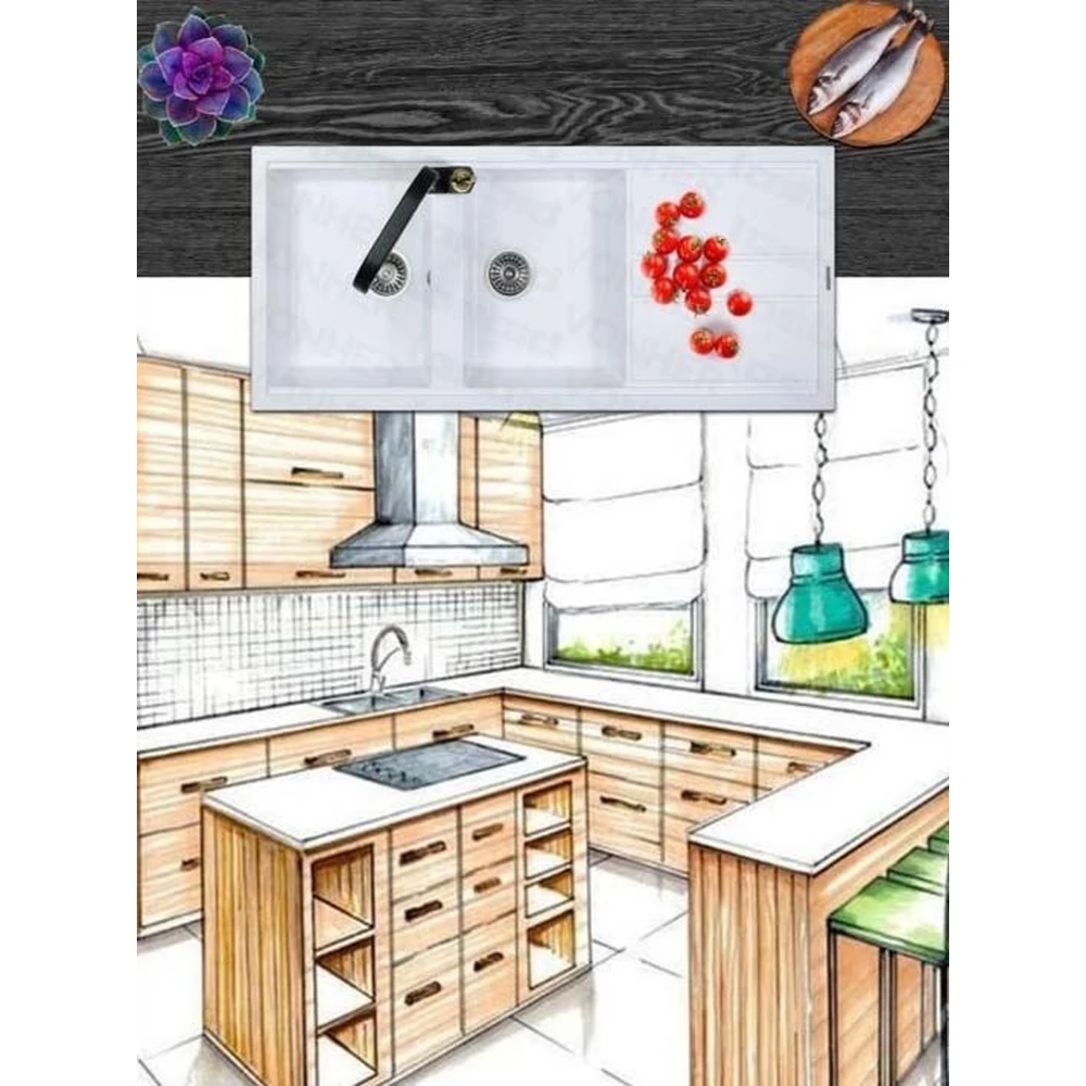 vonher-sink-v103-1 سینک گرانیتی توکار ونهر مدل V103 سفید شنی