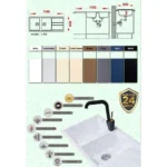 سینک گرانیتی توکار ونهر مدل V103 سفید شنی